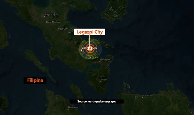 Gempa bumi berukuran 5.3 magnitud gegarkan beberapa bahagian Bicol, Filipina
